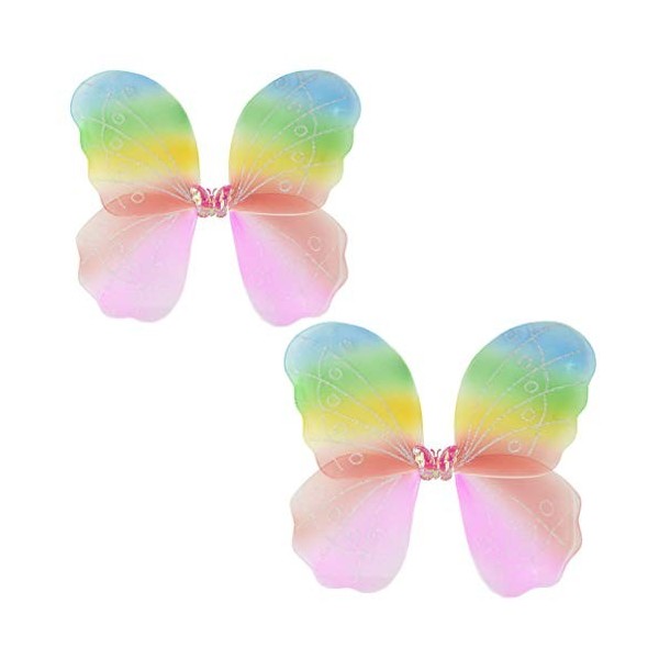 STOBOK Accessoire De Déguisement dhalloween 2 Pcs Costume de Fée Papillon Ailes de Fée pour Les Filles Costume Fête dannive