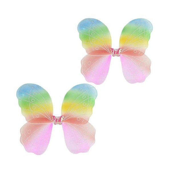 STOBOK Accessoire De Déguisement dhalloween 2 Pcs Costume de Fée Papillon Ailes de Fée pour Les Filles Costume Fête dannive