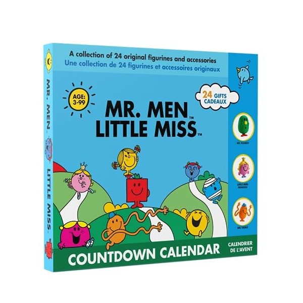 Calendrier de lAvent original Mr. Men & Little Miss 2023 Jouets de dessin animé à collectionner pour garçons et filles, 12 f