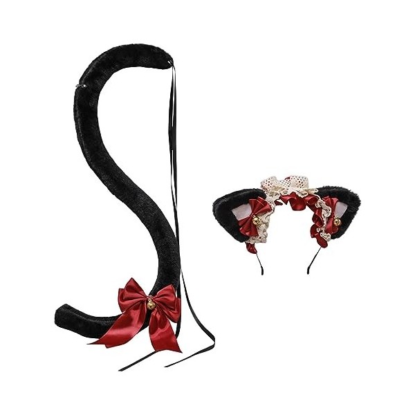 rockible Oreilles de chat bandeau et queue accessoires de déguisement déguisement queue de chat pour fête danniversaire, ROS