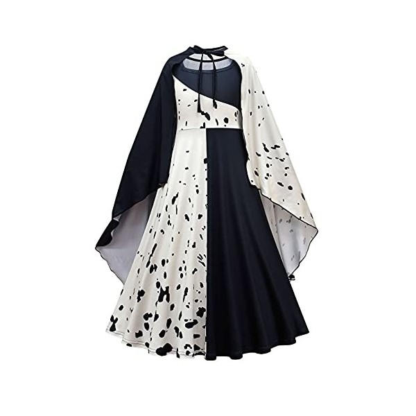 IBTOM CASTLE Cruella Deville Costume Enfant Fille 101 Dalmatiens Déguisement Princesse Halloween Carnaval Cosplay Fête De Noë