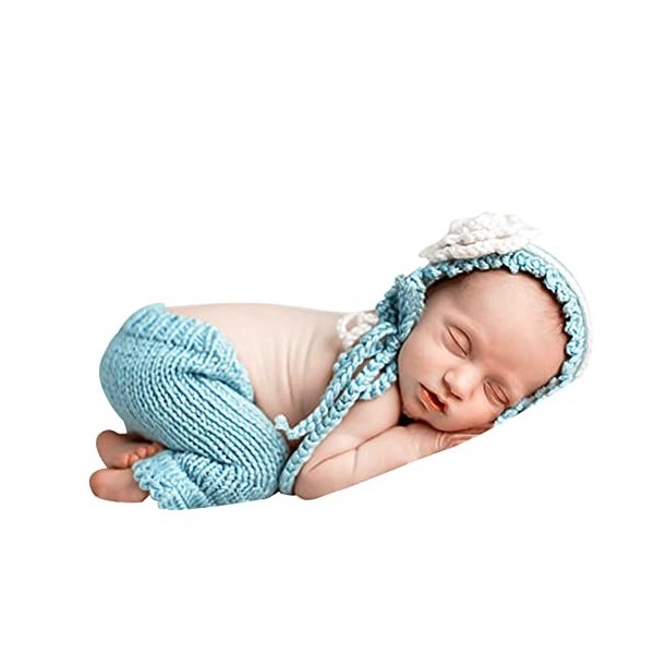 Costume Photo Nouveau-né 2 Pièces – Barboteuse + Chapeau En Tricot, 0-6 Mois, Blanc/gris/rose