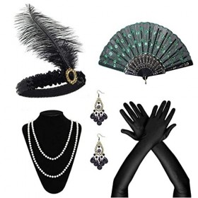 Accessoires de maquillage des années 1920, accessoires de maquillage des années 1920, boucles doreilles en plumes noires pou