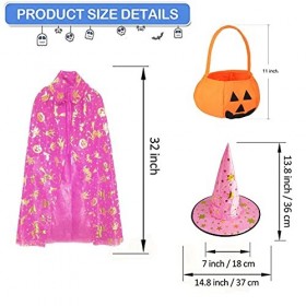 ENYACOS Zélaite Costume dHalloween pour enfant avec chapeau, manteau de sorcier, sac à bonbons citrouille, déguisement, carn