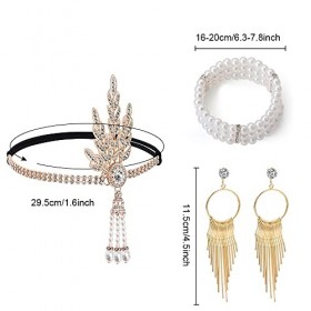 Punvot Accessoire Annee 20 Femme, Ensemble DAccessoires 1920 Accessoire Gatsby Femme Accessoires de Déguisement Noël Accesso