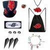 Akatsuki Itachi Kit Déguisement Akatsuki Cosplay Itachi Uchiha Kakashi Akatsuki Bandeau Masque Collier Bague Bracelet Accesso