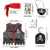 SKHAOVS 6 pièces Party Ensemble de déguisement de Pirate,Costume Pirate Enfant Deguisement Pirate Garçon avec Pirate Accessoi