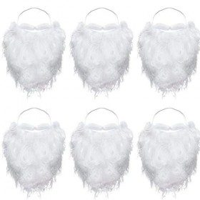 6 Pièces Barbes de Père Noël Drôles Fausse Barbe Blanche Costume de Barbe de Père Noël pour Adolescents Adultes Déguisement P