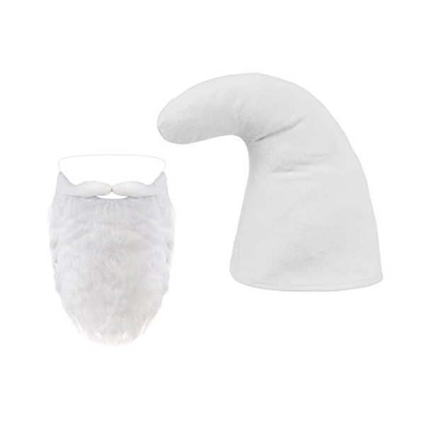 Set de Déguisement de Nain Taille Unique pour Adultes avec Bonnet Bleu en différent Couleurs et Fausse Barbe Blanche Costume 