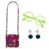 HIFOT 4Pcs Deguisement Encanto Dolores Sac A Main avec Accessoire Lot pour Fille, Déguisement Encanto Enfant Costume Bijoux, 