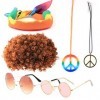 jsysj 6 Pièces Ensemble de Costume Hippie, Années 60, 70 Hippie Déguisement Accessoires Kit pour Fête ou Musique Festival - 2