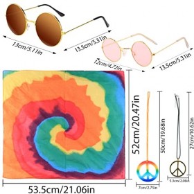 jsysj 6 Pièces Ensemble de Costume Hippie, Années 60, 70 Hippie Déguisement Accessoires Kit pour Fête ou Musique Festival - 2