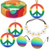 Shinybox Hippie Costume Set, 6 Stück Hippie Kostüm Set, Retro Verkleiden Sich für Damen und Herren, Accessoire de Déguisement