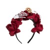 Uposao Halloween Bandeau Couronne De Fleurs Rose Serre-tête Crâne Gothique Accessoire Cheveux Costume Déguisement pour Fête D