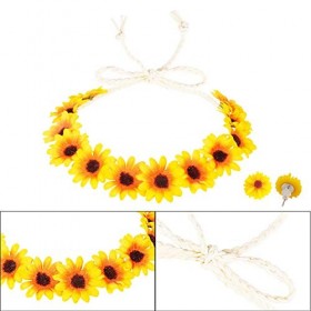 HOWAF 4 Pièces Ensemble de Costume Hippie, Collier de Signe de Paix Boucles doreilles, Bandeau de Tournesol et Lunettes Hipp