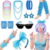 Accessoires de Mode des Années 80, Néon Costumes de Fête pour Enfants Femme, Lunettes de Soleil, Bracelet, Gants en Dentelle,