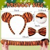 4 Pcs Kits Costume de Tigre pour Enfants, Bandeau d’Oreille de Tigre Nez Queue et Noeud Papillon de Tigre, Accessoires de Dég