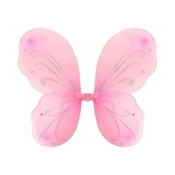 Nenjindz Ailes de Fée Enfants Papillon Déguisement 1 Pièce Ailes dAnges Rose avec Bandoulière Élastique Accessoire de Fête p