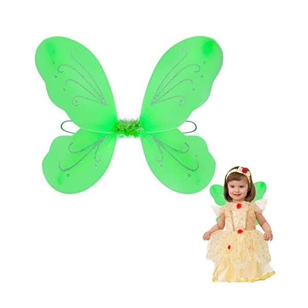 Nenjindz Ailes de Fée Enfants Papillon Déguisement 1 Pièce Ailes dAnges Rose avec Bandoulière Élastique Accessoire de Fête p