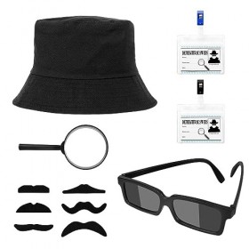 BTHRORO Kits de détective pour Enfants, Lunettes de Vue Chapeau de Détective Loupe Kit de Détective Accessoires de Costume po