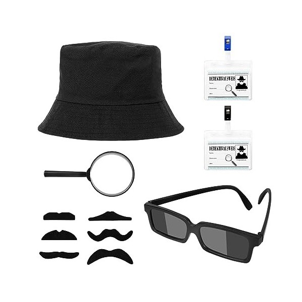 BTHRORO Kits de détective pour Enfants, Lunettes de Vue Chapeau de Détective Loupe Kit de Détective Accessoires de Costume po