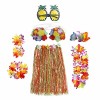 Guirlandes hawaïennes - Kit daccessoires de costume - Jupe dherbe - Guirlande de fleurs Lei Luau - Ananas - Lunettes - Coll