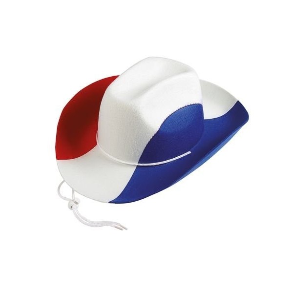 Ptit Clown - 19042 - Chapeau Feutre Cow Boy Adulte - Taille Unique - Bleu/Blanc/Rouge