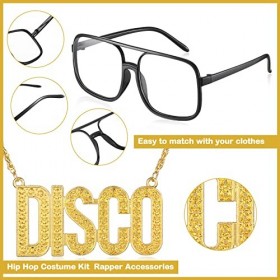 Jadive Set de Costume Hippie Rétro Comprenant Collier Disco en Or Collier Hip Hop Lunettes de Soleil Hippie pour Accessoire d