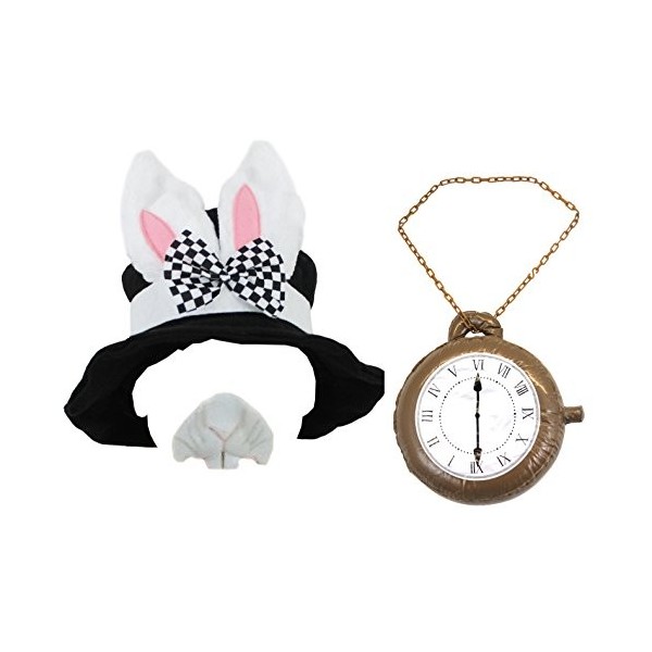 au pays des merveilles lapin accessoire déguisement ensemble chapeau haut de forme noir avec oreilles de lapin + Géant Gonfla