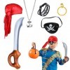 Gxhong 6PCS Accessoires de Costume de Pirate, Pirate Cosplay Accessoires, Pirates Accessoires Kit avec Cache-œil Pirate, dor