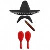 Ensemble daccessoires de déguisement mexicain Sombrero mexicain + maracas + tash. Parfait pour les costumes mexicains, Senor