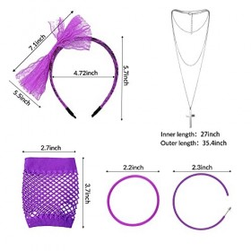 Suewidfay Deguisement Annee 80 Femme, Costume Des AnnéEs 80 A Bandeaux Boucles DOreilles Bracelets Gants Et Collier Croix, 8