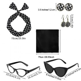 ZKSXOA Années 50 Costume Accessoires, Années 50 Femmes Costume 6 Pcs Ensemble à Pois Écharpe Gant Boucle Oreille Bandeau pour