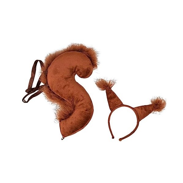 Qianly de déguisement de queue danimal Bandeau Accessoires de cosplay Oreilles décureuil en peluche Serre-tête pour décorat