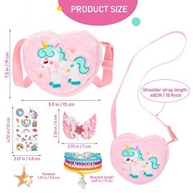 Hifot Licorne Sac a Main Enfants Fille Bijoux, Unicorn Petit Sac bandouliere Collier Bracelet Pinces à Cheveux kit Bijoux, Pr
