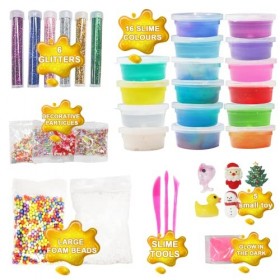 Mouttop Schleim Calendrier de lAvent 2023 DIY Slime Kit de fabrication 24 jours de Noël Calendrier de Noël pour tout-petits,