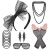 ONUPGO Ensemble daccessoires de costume des années 80 pour femme, déguisement des années 80, bandeau fluo, boucles doreille