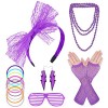 ONUPGO Ensemble daccessoires de costume des années 80 pour femme, déguisement des années 80, bandeau fluo, boucles doreille