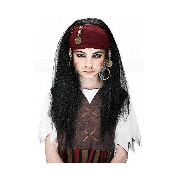 NET TOYS Perruque pour Enfants Pirate avec Foulard Perruque de Pirate Enfants Perruque Pirates Mardi Gras Carnaval Perruques 