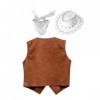 dPois Déguisement Cowboy Cowgirl Enfant Garçon Fille Gilet Western Cowboy Chapeau Costume Accessoires Bandana pour Halloween 