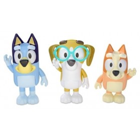 Bluey Jouets : Bingo, Bluey & Honey Lot de 3 figurines de jeu – 3 figurines avec pièces mobiles – 3 figurines daction de lé