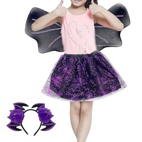 LOVIVER Costume dHalloween pour enfants, déguisement daile, jouet de simulation, cerceau de cheveux, bandeau, jupe tutu pou