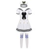 ranrann Enfant Fille Déguisement Marin Costume Ensemble Uniforme Robe Casquette Chaussettes Cosplay Tenue Carnaval Halloween 