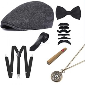 FAOKZE Accessoire Annee 20 Homme, Costume Homme Année 20 Accessoire, Great Gatsby Gangster Costume Accessoires Set, Années 19