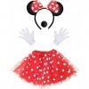 iZoeL Deguisement Minnie Mouse Deguisement Halloween Femme Fille - Minnie Tutu Rouge Bandeau Minnie Gant Blanc Nez Noir pour 