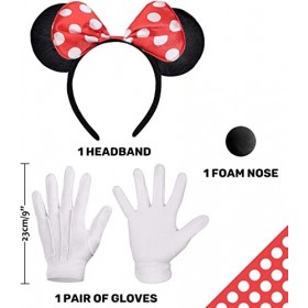 iZoeL Deguisement Minnie Mouse Deguisement Halloween Femme Fille - Minnie Tutu Rouge Bandeau Minnie Gant Blanc Nez Noir pour 