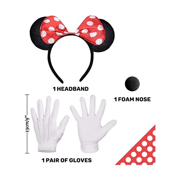 iZoeL Deguisement Minnie Mouse Femme Fille- Minnie Tutu Rouge Bandeau Minnie  Gant Blanc Nez pour Accessoire Carnaval Costume Fête Anniversaire :  : Jeux et Jouets