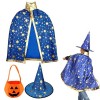 PUCIO Costume dHalloween pour enfant - Cape de sorcière avec chapeau, citrouille - Sac à bonbons - Manteau de magicien avec 