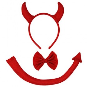 Shes Shining Ensemble de Costumes de Diable pour Halloween Serre-tête en Corne de Diable Bandeau de déguisement Cosplay démo