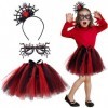 HIFOT Costume Araignée Enfant Fille,Araignée Jupe Tutu avec Bandeau Chapeau de Sorcière Lunettes Accessoire Halloween Deguise